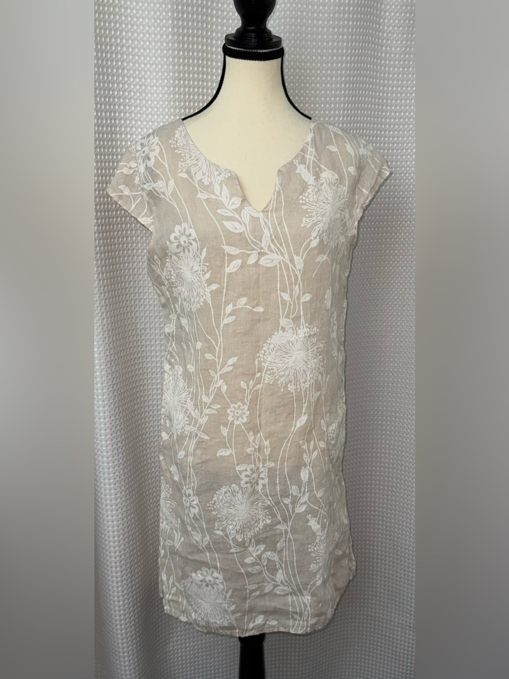ANGELA MARA Italian Linen Floral Dress‎ Size Medium